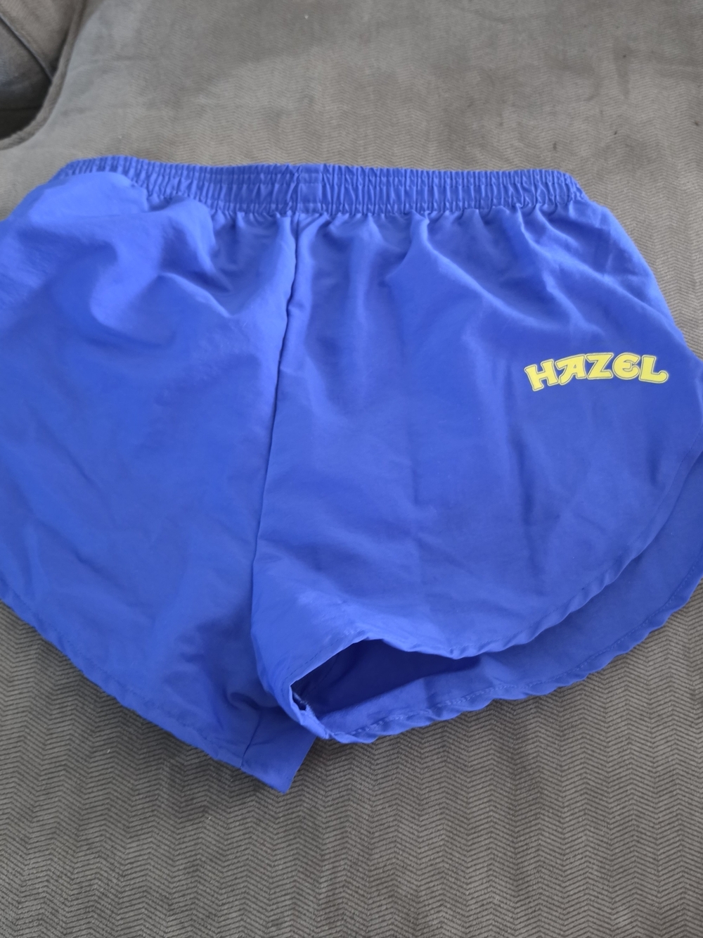 hazel Bright Blue Women's Athletic Shorts with Yellow Logo
